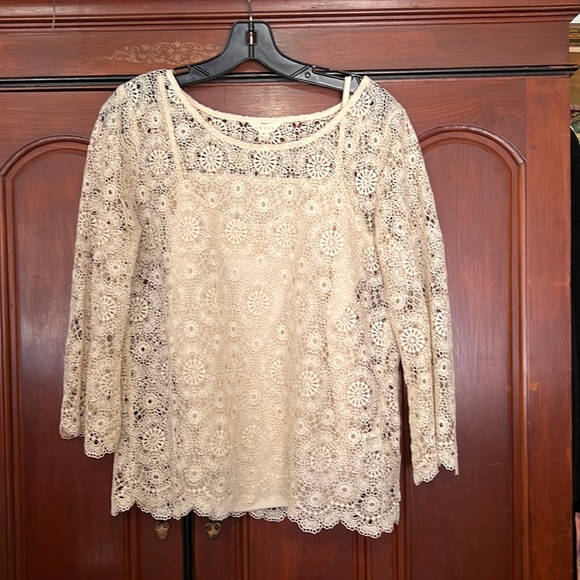 Adiva Cute Lace/Macrame Designs Over Attached Cami Size Medium - Picture 1 of 11